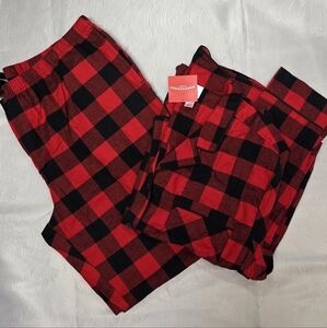 Men Plaid Flannel Long Sleeve Shirt and Pants Holiday Pajama Set Sz TALL 3XLarge